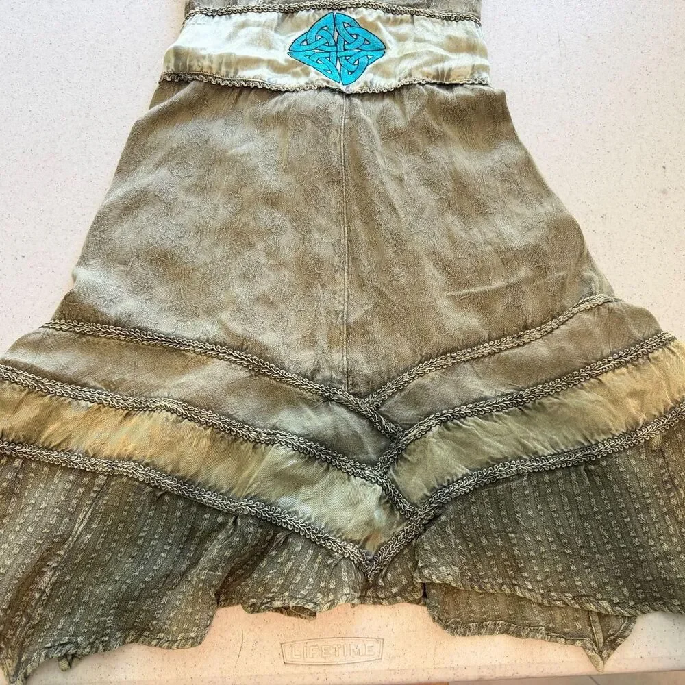 CeltiCouture Sz S Celtic Knot Embroidered Asymetrical Forest Fairy Whimsigoth - Picture 5 of 8